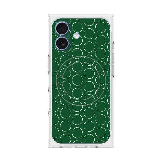 プレミアムスクエアケース with MagSafe［ Dot Circle - Green ］
