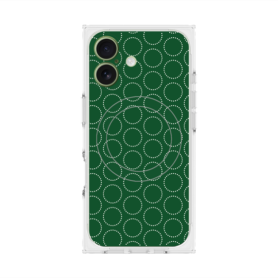 プレミアムスクエアケース with MagSafe［ Dot Circle - Green ］