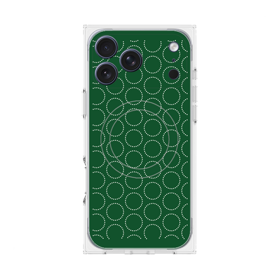 プレミアムスクエアケース with MagSafe［ Dot Circle - Green ］