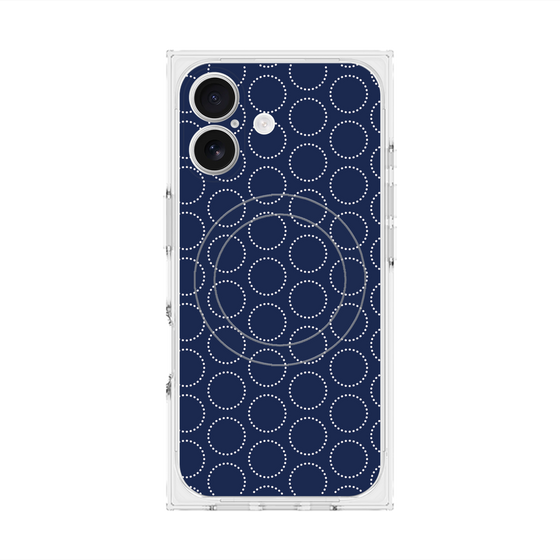 プレミアムスクエアケース with MagSafe［ Dot Circle - Navy ］