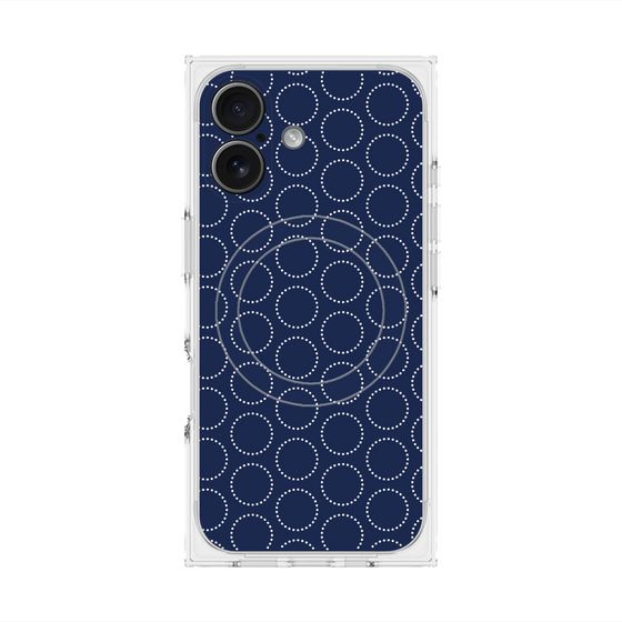プレミアムスクエアケース with MagSafe［ Dot Circle - Navy ］