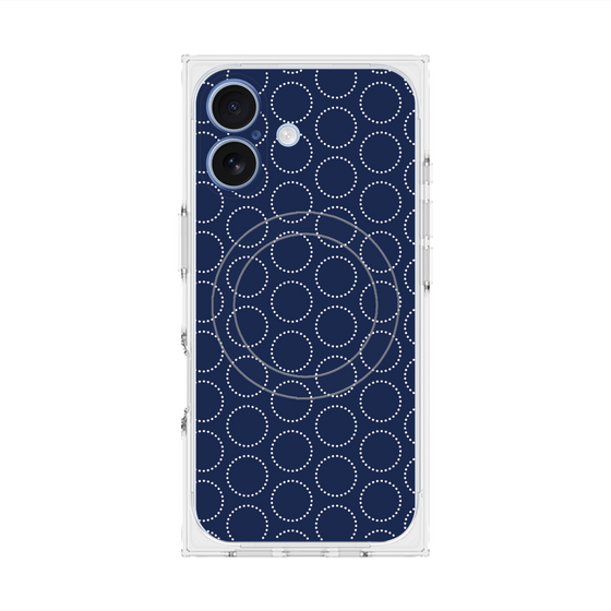 プレミアムスクエアケース with MagSafe［ Dot Circle - Navy ］