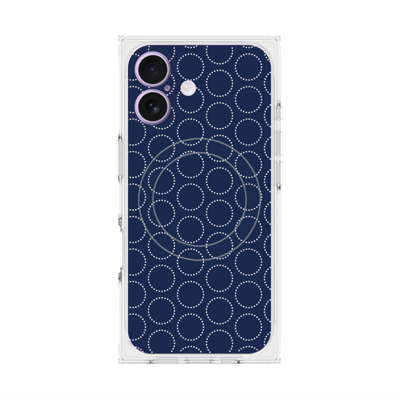 プレミアムスクエアケース with MagSafe［ Dot Circle - Navy ］