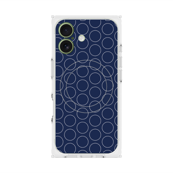 プレミアムスクエアケース with MagSafe［ Dot Circle - Navy ］