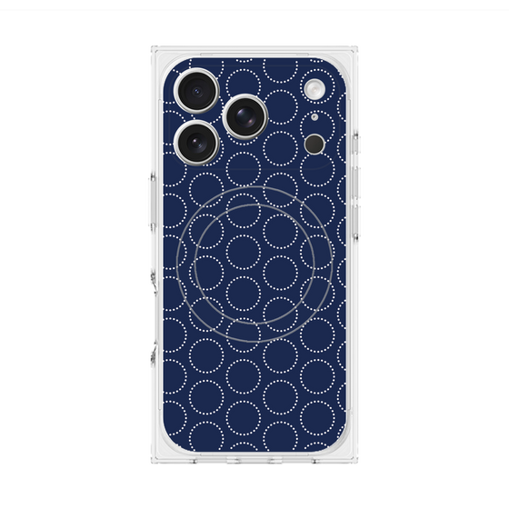 プレミアムスクエアケース with MagSafe［ Dot Circle - Navy ］
