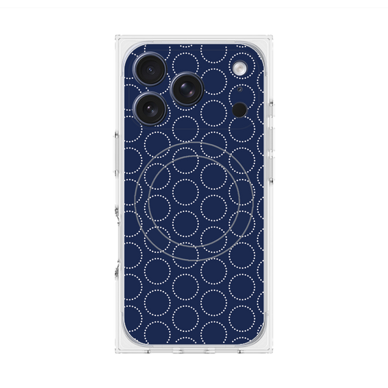 プレミアムスクエアケース with MagSafe［ Dot Circle - Navy ］