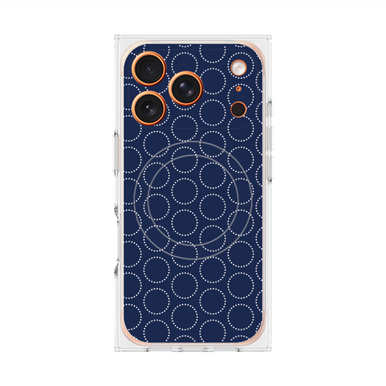 プレミアムスクエアケース with MagSafe［ Dot Circle - Navy ］