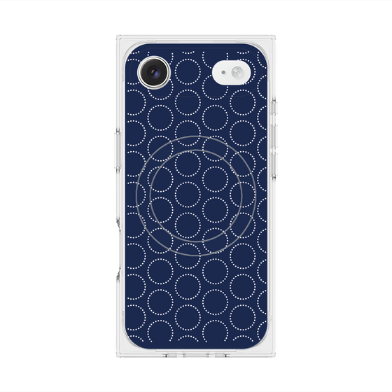 プレミアムスクエアケース with MagSafe［ Dot Circle - Navy ］