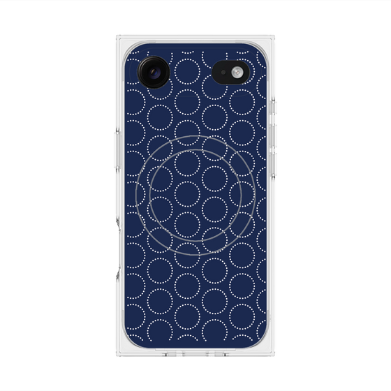 プレミアムスクエアケース with MagSafe［ Dot Circle - Navy ］