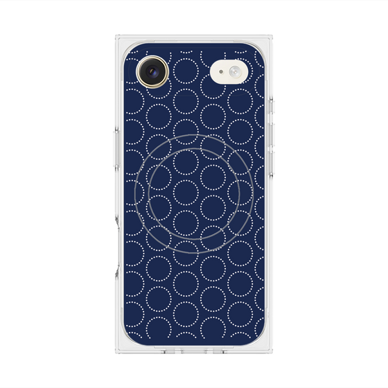 プレミアムスクエアケース with MagSafe［ Dot Circle - Navy ］