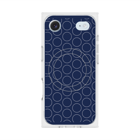 プレミアムスクエアケース with MagSafe［ Dot Circle - Navy ］