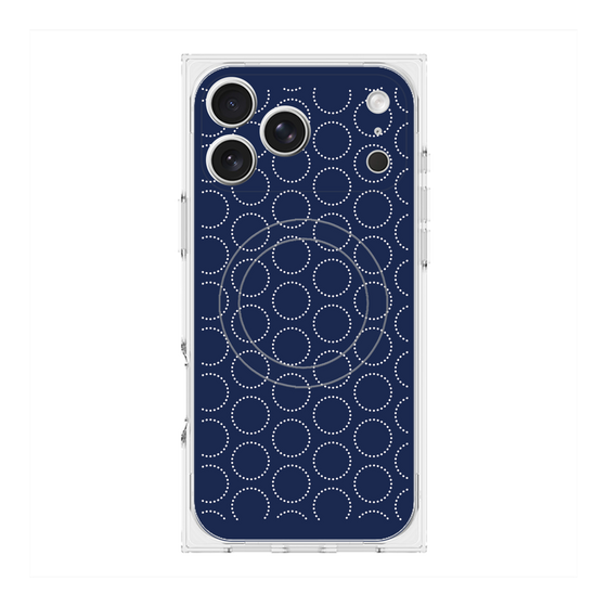 プレミアムスクエアケース with MagSafe［ Dot Circle - Navy ］