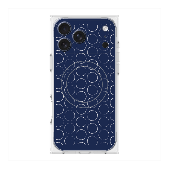 プレミアムスクエアケース with MagSafe［ Dot Circle - Navy ］