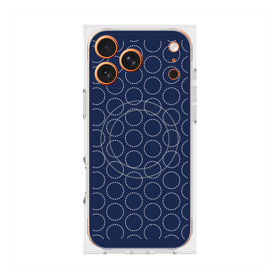 プレミアムスクエアケース with MagSafe［ Dot Circle - Navy ］