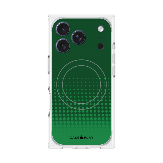 プレミアムスクエアケース with MagSafe［ Dot Gradation - Green ］