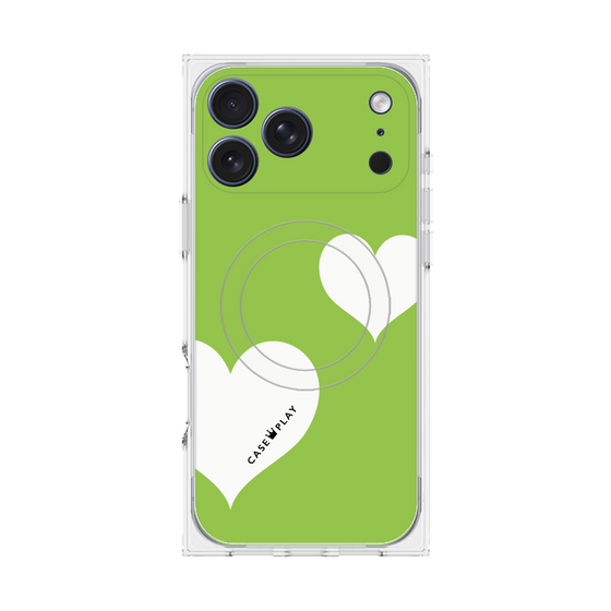 プレミアムスクエアケース with MagSafe［ Two Hearts - Green ］