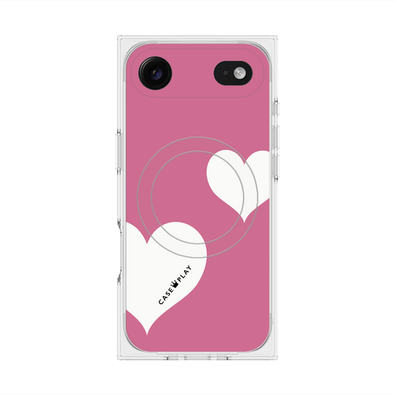 プレミアムスクエアケース with MagSafe［ Two Hearts - Pink ］
