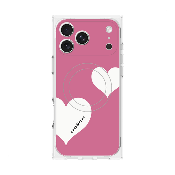プレミアムスクエアケース with MagSafe［ Two Hearts - Pink ］