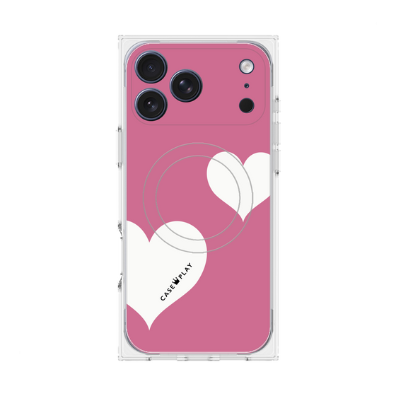 プレミアムスクエアケース with MagSafe［ Two Hearts - Pink ］