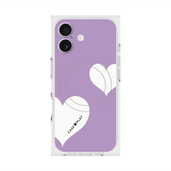 プレミアムスクエアケース with MagSafe［ Two Hearts - Purple ］