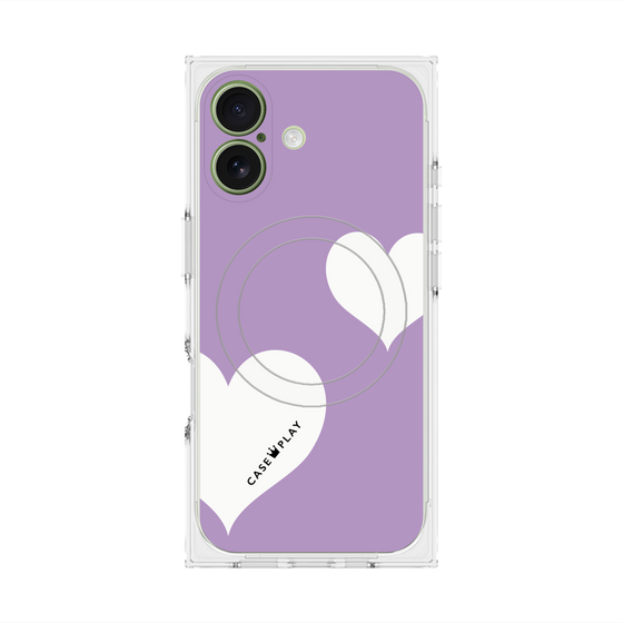 プレミアムスクエアケース with MagSafe［ Two Hearts - Purple ］