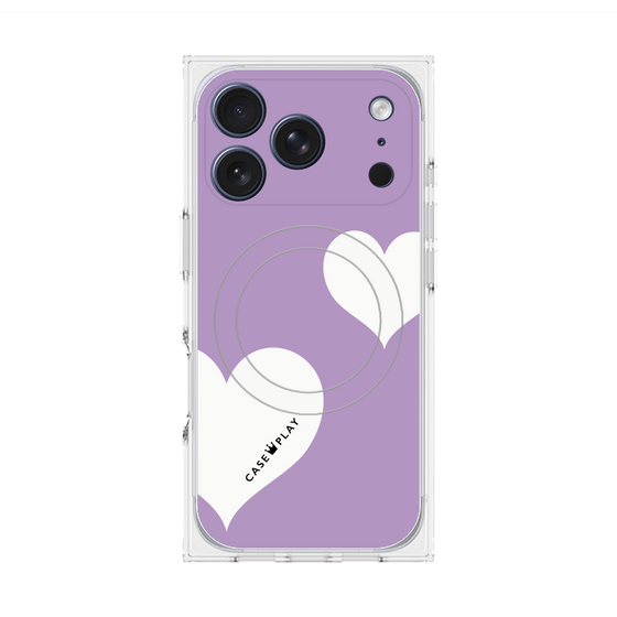 プレミアムスクエアケース with MagSafe［ Two Hearts - Purple ］