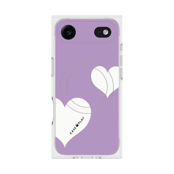 プレミアムスクエアケース with MagSafe［ Two Hearts - Purple ］