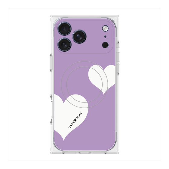プレミアムスクエアケース with MagSafe［ Two Hearts - Purple ］