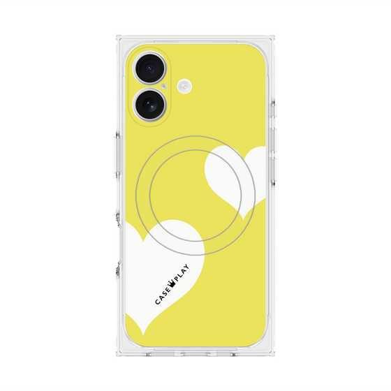 プレミアムスクエアケース with MagSafe［ Two Hearts - Yellow ］