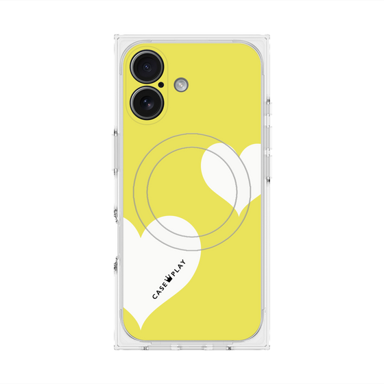 プレミアムスクエアケース with MagSafe［ Two Hearts - Yellow ］