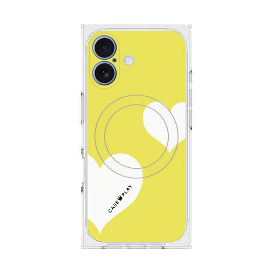 プレミアムスクエアケース with MagSafe［ Two Hearts - Yellow ］