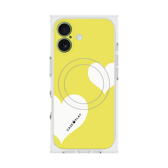 プレミアムスクエアケース with MagSafe［ Two Hearts - Yellow ］