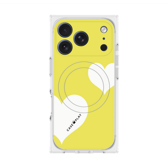 プレミアムスクエアケース with MagSafe［ Two Hearts - Yellow ］