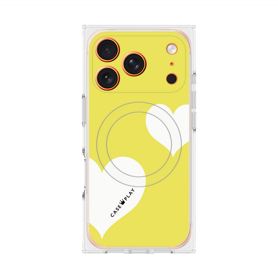 プレミアムスクエアケース with MagSafe［ Two Hearts - Yellow ］
