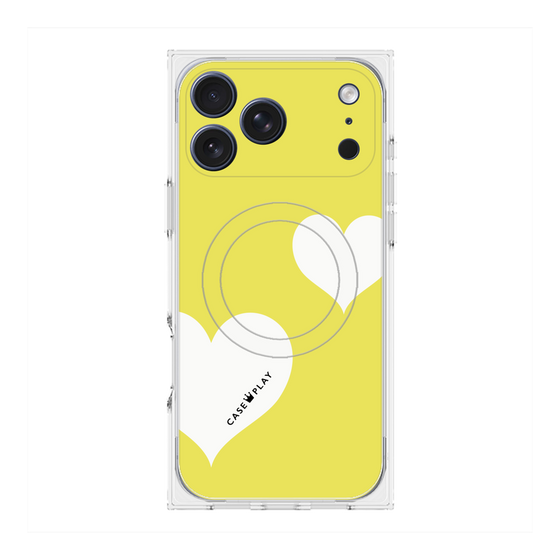 プレミアムスクエアケース with MagSafe［ Two Hearts - Yellow ］