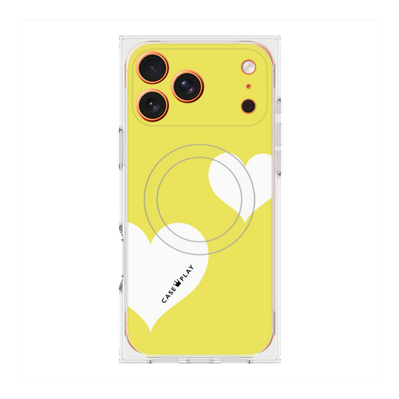 プレミアムスクエアケース with MagSafe［ Two Hearts - Yellow ］