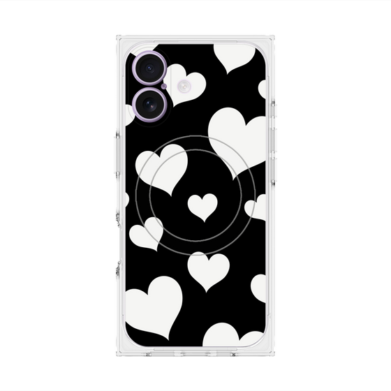 プレミアムスクエアケース with MagSafe［ Dot Hearts - Black ］