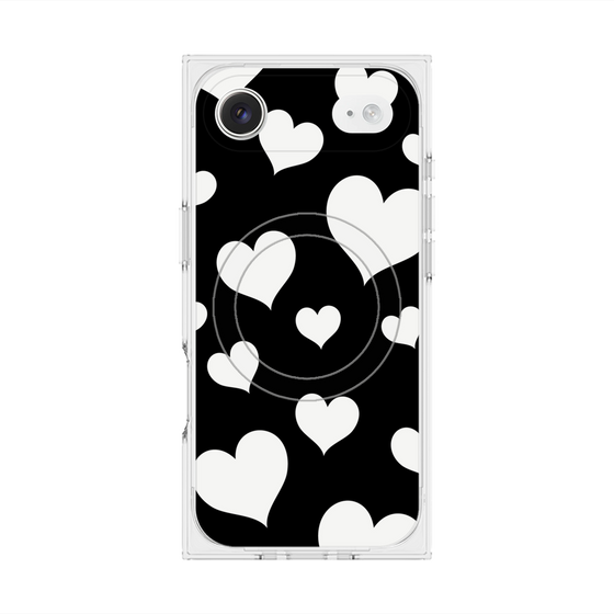 プレミアムスクエアケース with MagSafe［ Dot Hearts - Black ］