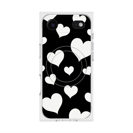 プレミアムスクエアケース with MagSafe［ Dot Hearts - Black ］