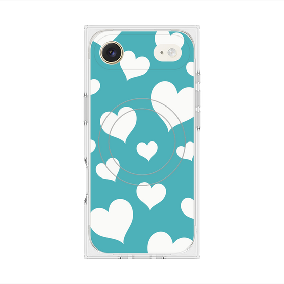 プレミアムスクエアケース with MagSafe［ Dot Hearts - Blue ］