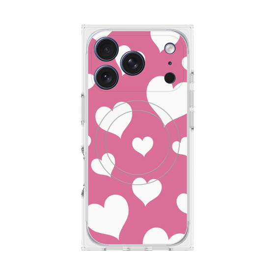 プレミアムスクエアケース with MagSafe［ Dot Hearts - Pink ］