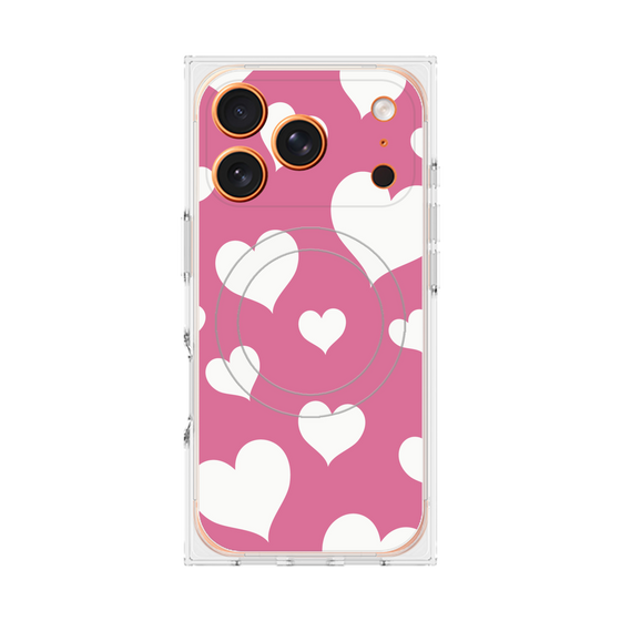 プレミアムスクエアケース with MagSafe［ Dot Hearts - Pink ］