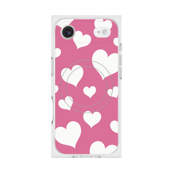 プレミアムスクエアケース with MagSafe［ Dot Hearts - Pink ］