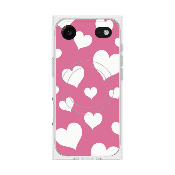 プレミアムスクエアケース with MagSafe［ Dot Hearts - Pink ］