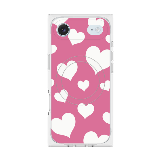 プレミアムスクエアケース with MagSafe［ Dot Hearts - Pink ］