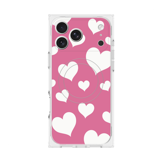 プレミアムスクエアケース with MagSafe［ Dot Hearts - Pink ］