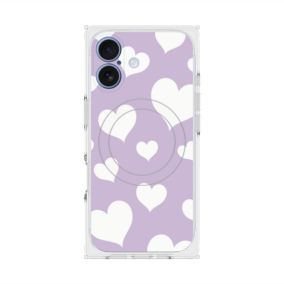 プレミアムスクエアケース with MagSafe［ Dot Hearts - Purple ］
