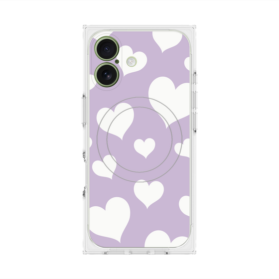プレミアムスクエアケース with MagSafe［ Dot Hearts - Purple ］