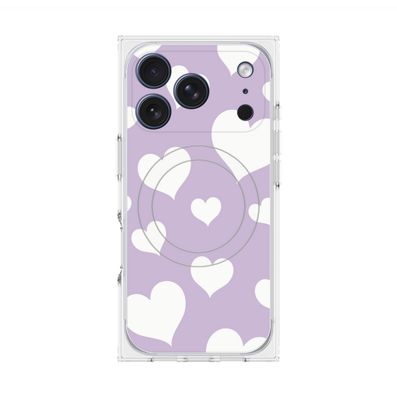 プレミアムスクエアケース with MagSafe［ Dot Hearts - Purple ］