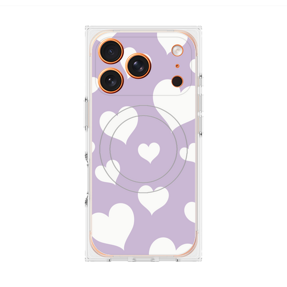 プレミアムスクエアケース with MagSafe［ Dot Hearts - Purple ］